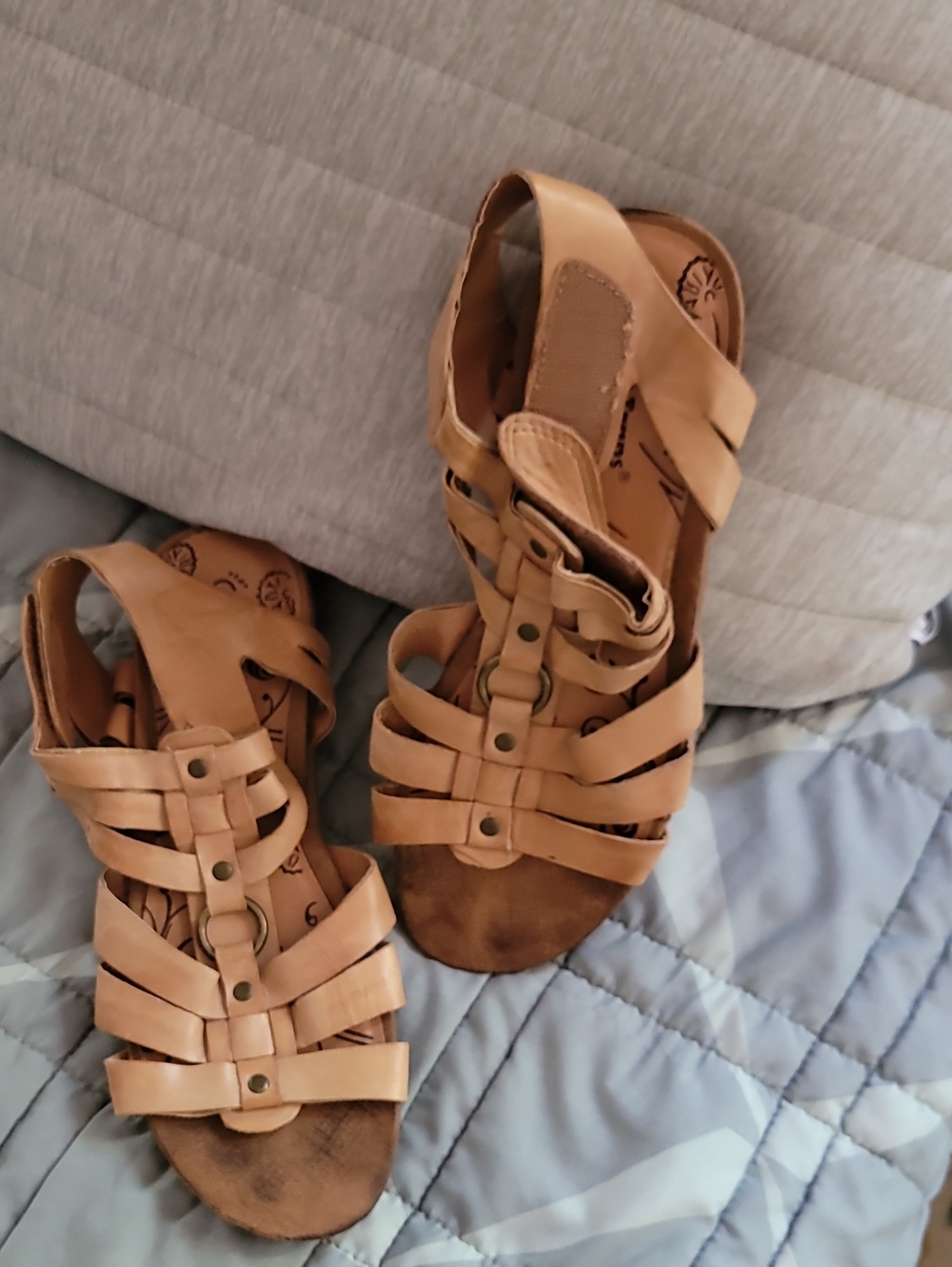 BareTraps Tan Strappy Sandals with Buckle Detail